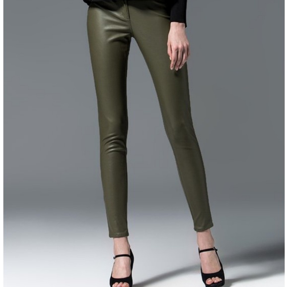 Birryshop Pants - Olive Green Faux Leather Pants